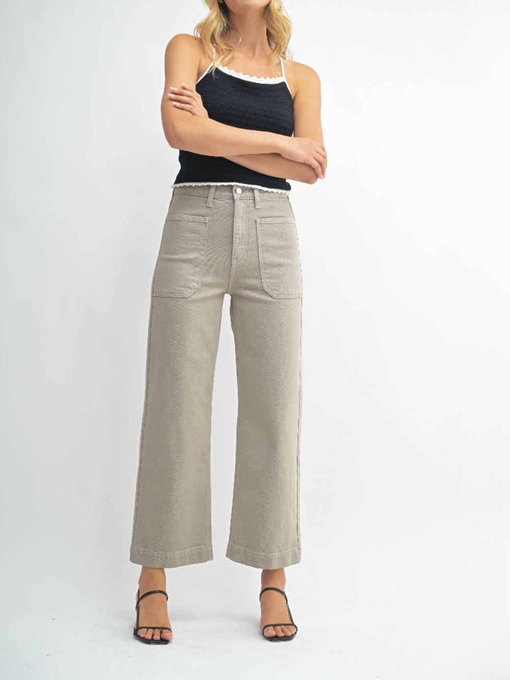 JBD Just Black Denim Eve Moonstone Wide Leg Cropped Utility Pant | Size 28